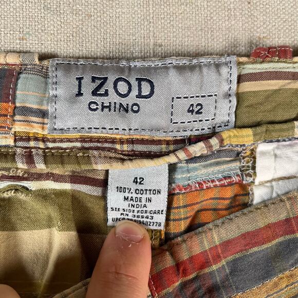 IZOD Mens Chino Patchwork Shorts Size 42 Inseam 9" Preppy Casual - Picture 7 of 7